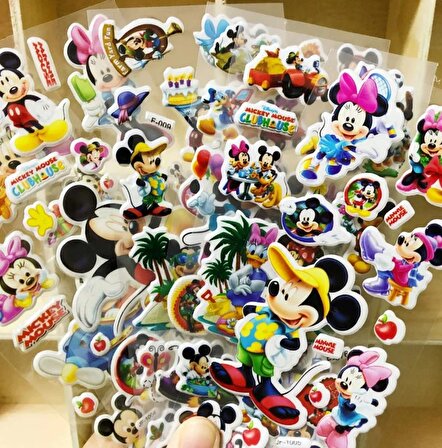 Mickey Mouse ve Minnie Mouse Karakterleri 3 set kabartmalı sticker