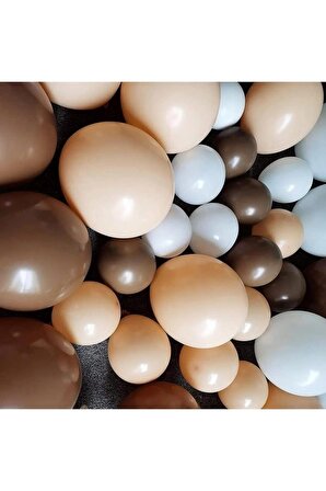 Retro Balon Kahverengi-Deniz Kumu-Ten Rengi 100 Adet Balon | Retro Balon Kahve Tonlarda Lateks Balon