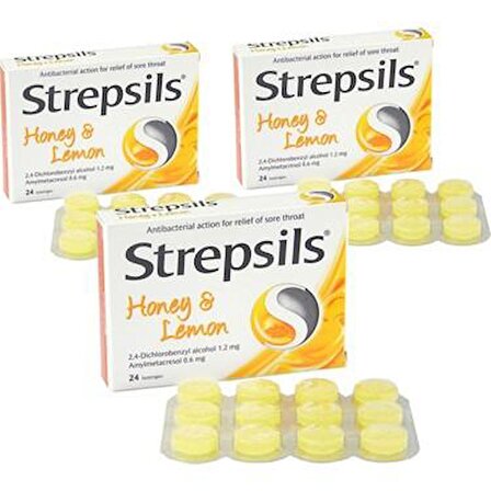 Strepsils Honey & Lemon 24 Pastil | Bal ve Limon Aromalı 3'Lü Paket
