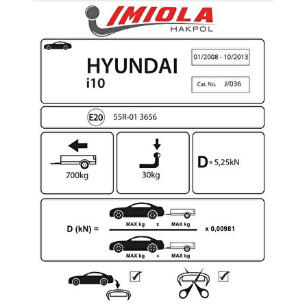 Hakpol - Hyundai i 10  2008 - 2015 Çeki Demiri