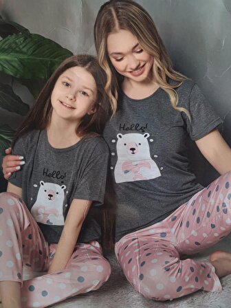 Sude 8022 Kız Çocuk Pijama Takımı Füme