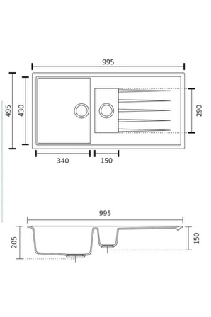 | | 1.5 Göz 50x100 Cm Bej Granit Evye + Sifon GRNT0092