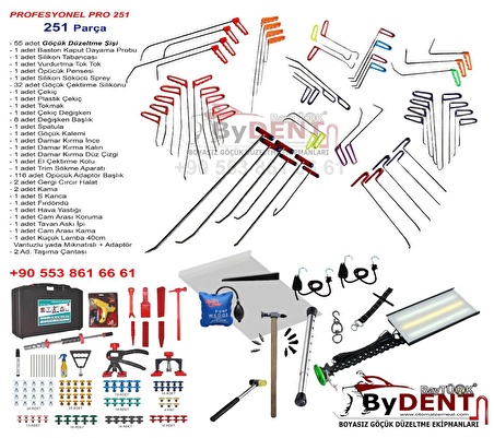 251 Parça Profesyonel Başlangıç Pdr Boyasız Göçük Onarım Seti