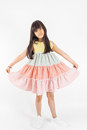 Pötikare Desenli Renkli Yazlık Kız Bebek/Çocuk Elbise