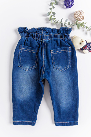 Oyuncak Ayıcıklı Kız Bebek Kot Pantolon Denim Pantolon