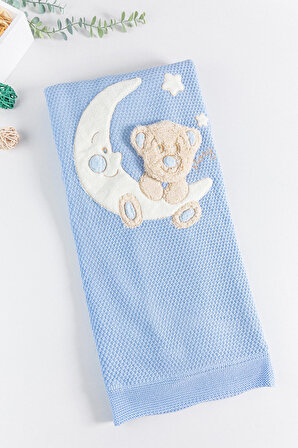 Babymod Akrilik Ayıcık Figürlü 95x95 cm Bebek Battaniyesi Mavi