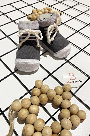 Bağcık Detaylı Bebek Çorap 0-6 ay BEBECİ.000551