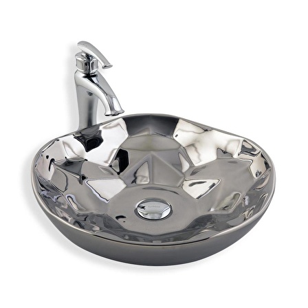 Lena Tezgah Üstü Lavabo Sılver E-5006G