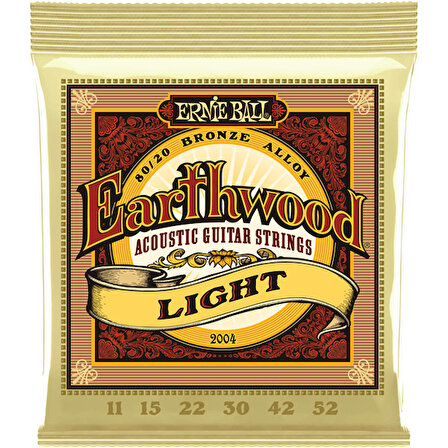 Ernie Ball P02004 Earthwood Light 80/20 Bronze Takım Tel Akustik Gi