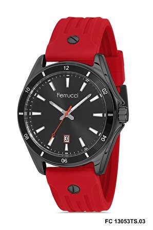 Ferrucci Silikon Kordon Kırmızı Takvimli Erkek Kol Saati