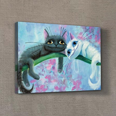 Lovely Cats 50x70 cm Kanvas Tablo Duvar Dekorasyonu