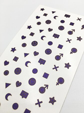 Mor Karışık Şekiller Metalik Tırnak Sticker, Nail Sticker, Nail Art