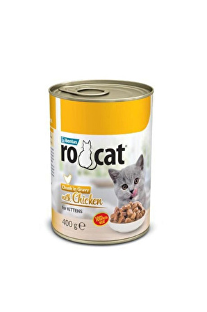 Ro-cat tavuklu yavru parça etli kedi konserve 400 Gr x 24 adet