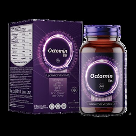 Octomin Plus 30 Kapsül Lipozomal Vitamin C (D3) Çinko Selenyum Bakır Piperin Mor Sindirim Enerji