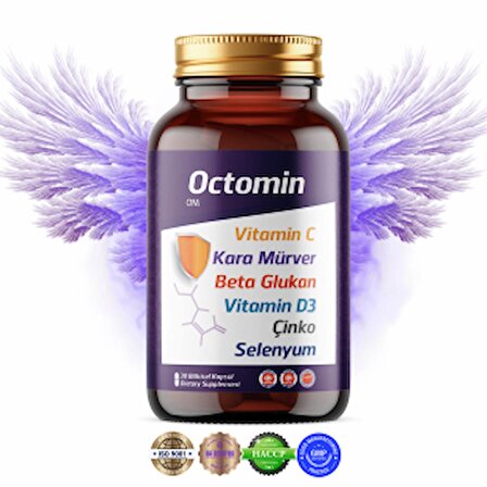 OCTOMİN Vitamin C Kara Mürver Beta Glukan Vitamin D3 Çinko Selenyum 30 Kapsül