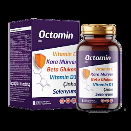 OCTOMİN Vitamin C Kara Mürver Beta Glukan Vitamin D3 Çinko Selenyum 30 Kapsül