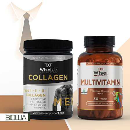 WiseLab Men Collagen 300gr + Multivitamin Bitkisel 30 Kapsül