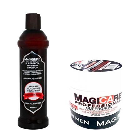 Magicare Supergrow Purifying Erkekler Için Şampuan 450 ml+Magıcare Supergrow Specıal Erkek Saç Kremi 200 ml