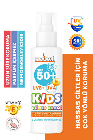 Kids Güneş Kremi SPF 50+ UVB+ UVA Yüksek Korumalı Hassas Ciltler İçin Bebek ve Çocuklara Özel 100 ML