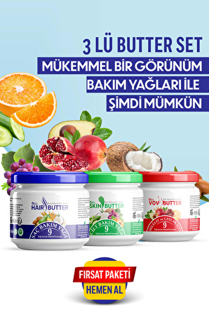 3 Lü Butter Set Hair Butter Vov Butter Skin Butter Komple Bakım 190x3 ml