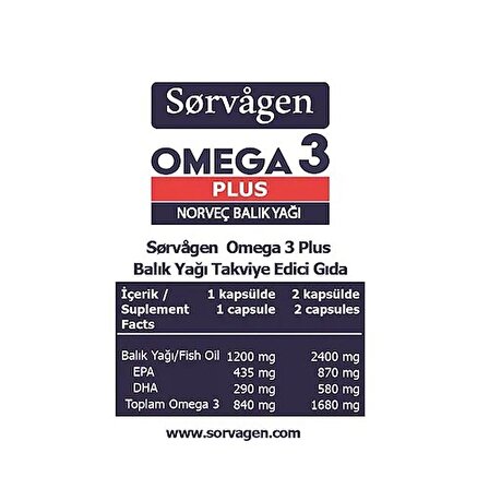 Sorvagen Omega 3 Plus Norveç Balık Yağı