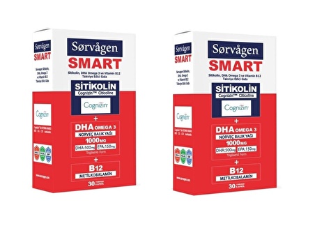 Sorvagen Smart Sitikolin Dha Omega 3 Ve B12 30 Kapsül - 2 Adet