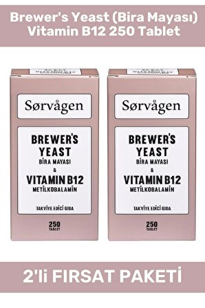 Sorvagen Brewer's Yeast (Bira Mayası) Vitamin B12 250 Tablet - 2 Adet