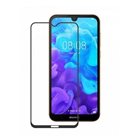 Huawei Y5 2019 Tam Kaplama 5D Tempered Cam Ekran Koruyucu