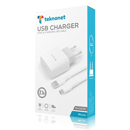 Teknonet TN-CHC05 Micro USB 25 Watt Hızlı Şarj Aleti Beyaz