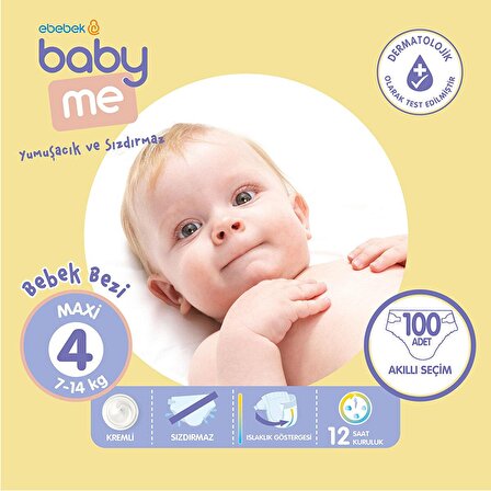 baby me Maxi 4 Numara Bebek Bezi 7-14 kg 100 adet