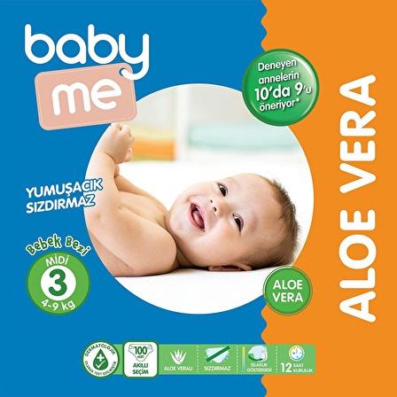 baby me Aloe Vera Midi 3 Numara Bebek Bezi 4-9 kg 100 adet