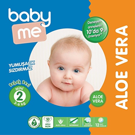 baby me Aloe Vera Mini 2 Numara Bebek Bezi 3-6 kg 50 adet