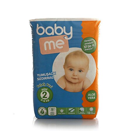 baby me Aloe Vera Mini 2 Numara Bebek Bezi 3-6 kg 50 adet