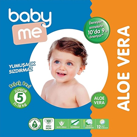 baby me Aloe Vera Junior 5 Numara Bebek Bezi 11-18 kg 100 adet