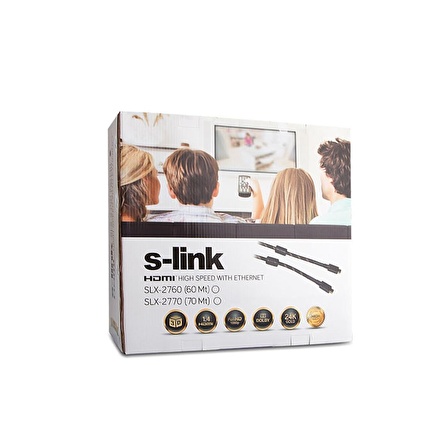 S-link 70-metre SLX-2770 HDMI Çift Filtre+Çipsetli+Kor.Kılıf 1.4 Ver. 3D Kablo