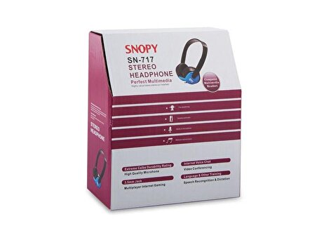 Snopy Sn-717 Mikrofonlu Stereo Standart Kulak Üstü Kablolu Kulaklık
