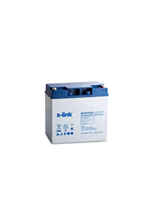 S-link AK-EV12-22 12v 22ah Bakımsız Kuru Akü