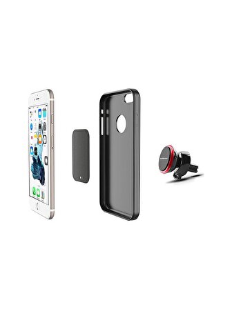 Addison ADS-118 Siyah/Kırmızı Mıknatıs 360 Derece Mini Araç Telefon Tutucu
