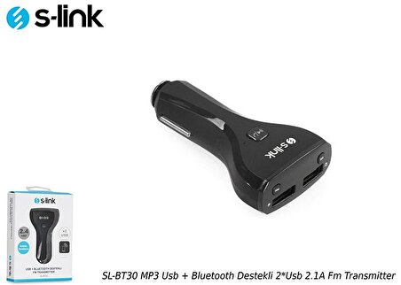S-link SL-BT30 MP3 Usb + Bluetooth Destekli 2*Usb 2.1A Fm Transmitter