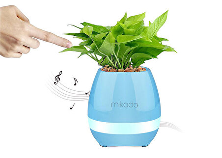 Mikado MD-P15BT Mavi TF Kart Destekli Çiçek Saksı Akıllı Dokun Bluetooth Speaker