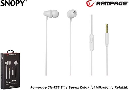 Snopy Rampage SN-R99 Elity Beyaz Kulak İçi Mikrofonlu Kulaklık