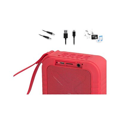 Mikado Handy AUX+TF Destekli 5W Kırmızı Bluetooth Hoparlör