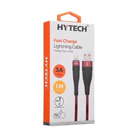 Hytech Hy X325 3A İphone Lightning 1M, Kırmızı Şarj Kablosu / Hytech