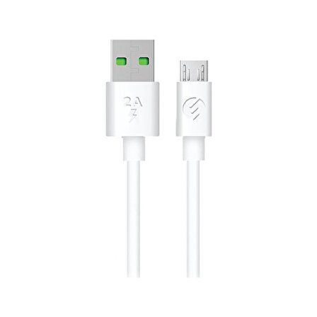 S-link SL-X201 2A USB to Micro USB Hızlı Data + Şarj Kablosu - Beyaz