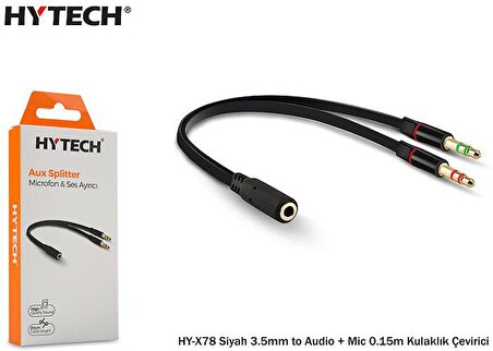Hytech Hy X78 Siyah 3.5Mm To Audio + Mic 0.15M Kul / Hytech