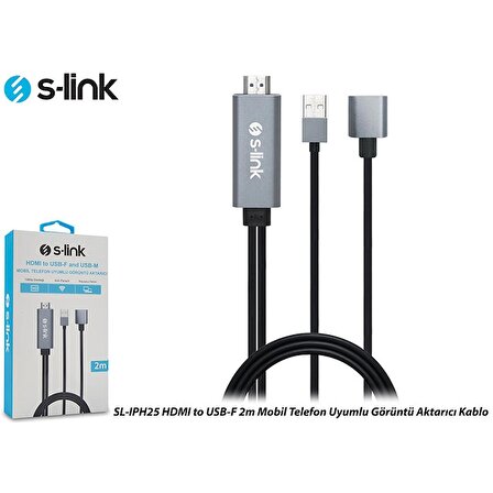 S-link SL-IPH25 HDMI to USB-F 2m Mobil Telefon Uyumlu Görüntü Aktarıcı Kablo