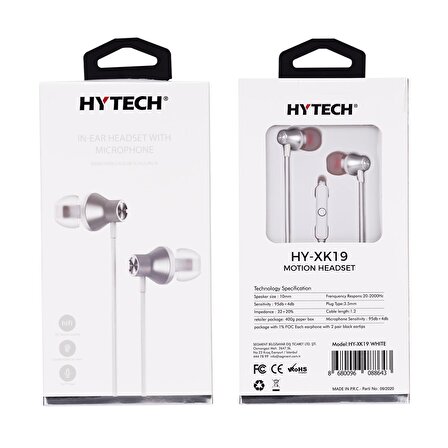 Hytech HY-XK19 Beyaz Mikrofonlu Kulakiçi Kulaklık