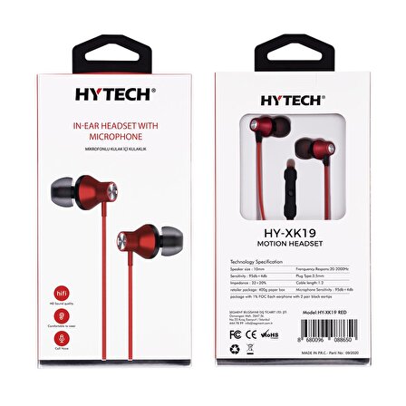 Hytech HY-XK19 Kırmız Mikrofonlu Kulakiçi Kulaklık
