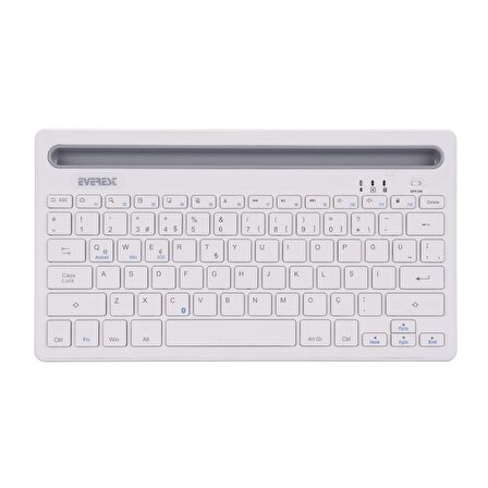 Everest KB-BT82 Beyaz/Gümüş Bluetooth Ultra İnce+Şarjlı Q Mac/Win/Android/Ios Uyumlu Kablosuz klavye