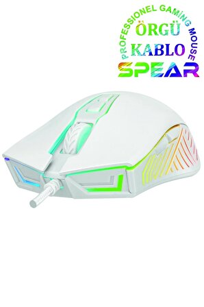 Rampage 7D Makrolu Beyaz Gaming Oyuncu Mouse - Full RGB 7200DPI - Drag Click Desteği - Hızlı - Ergonomik - 24 Ay Garanti - 20g/s - 60 inç/s IPS - 125Hz - 135g - SMX-G68 SPEAR